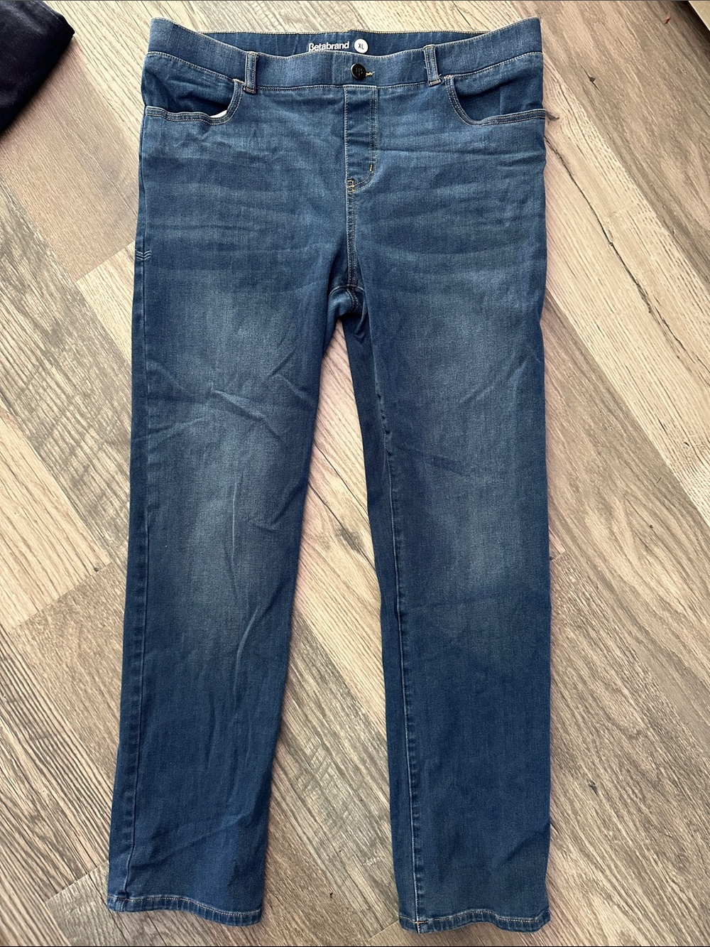 Betabrand Straight Jeans‎ in Dark Blue Wash women’s size XL